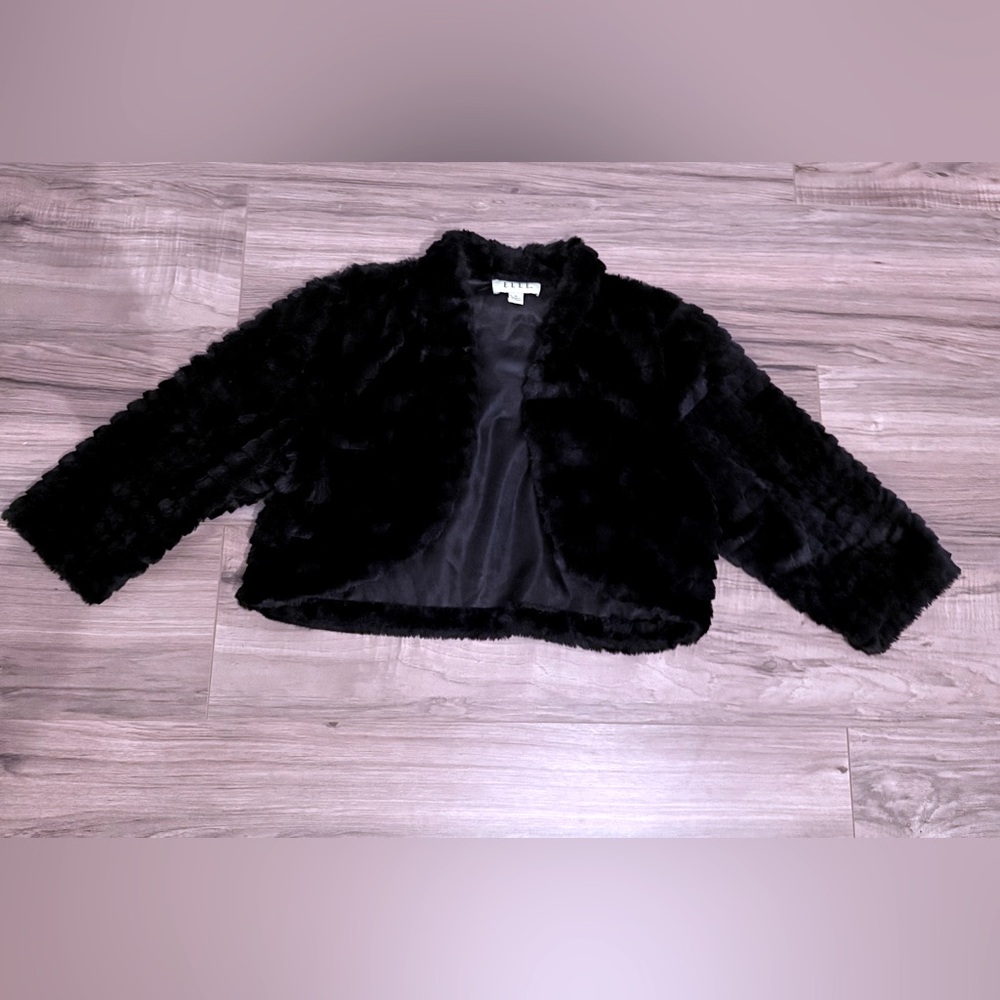 ELLE  Black Faux Fur Jacket